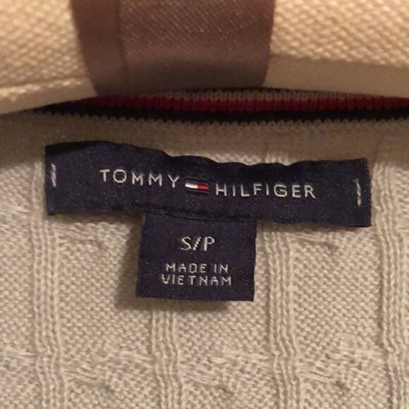 Tommy Hilfiger S Light Gray Silver Cable Knit Light Cotton Crewneck Sweater - Picture 7 of 9